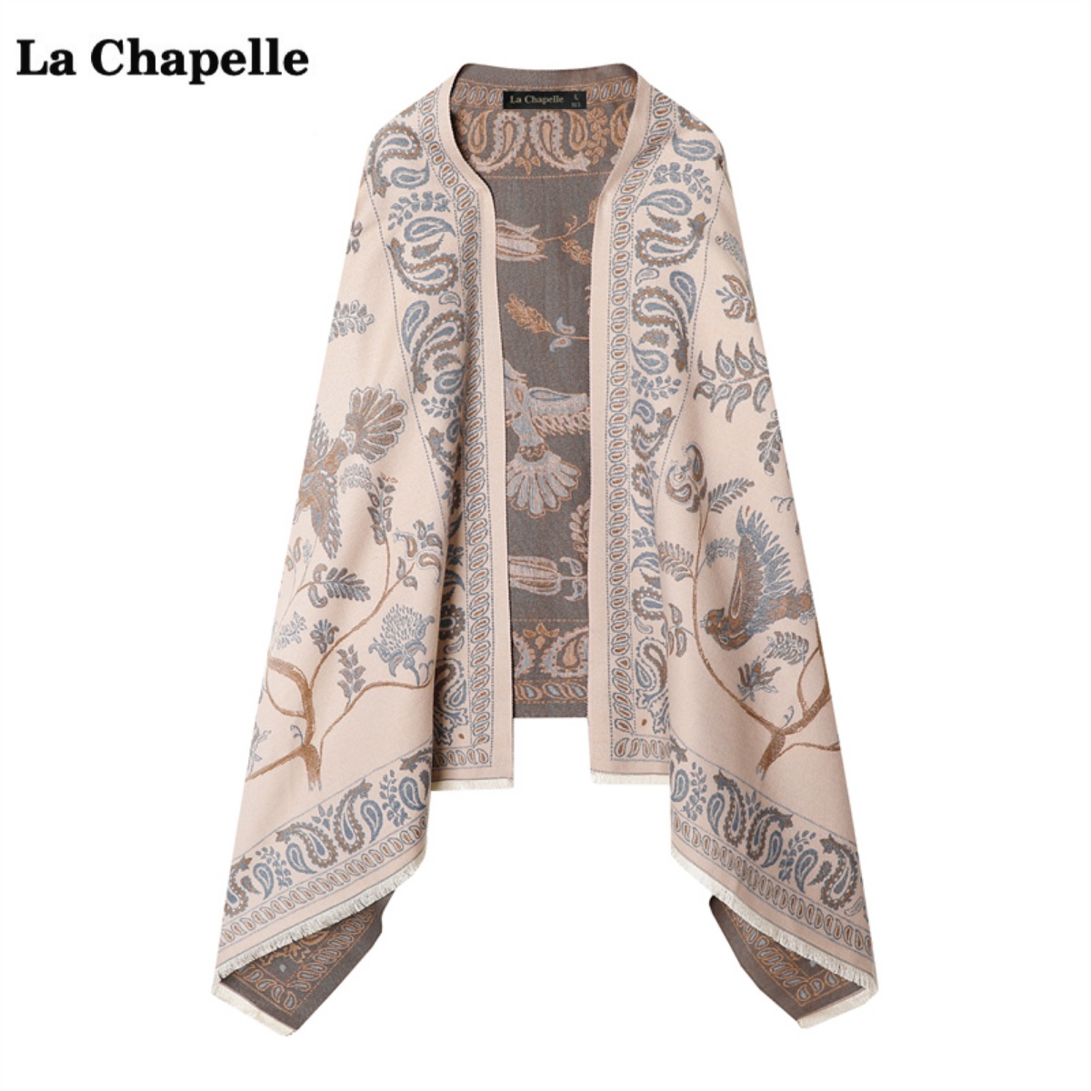 拉夏贝尔/La Chapelle民族风斗篷披肩女春夏季新款高级感披风围巾