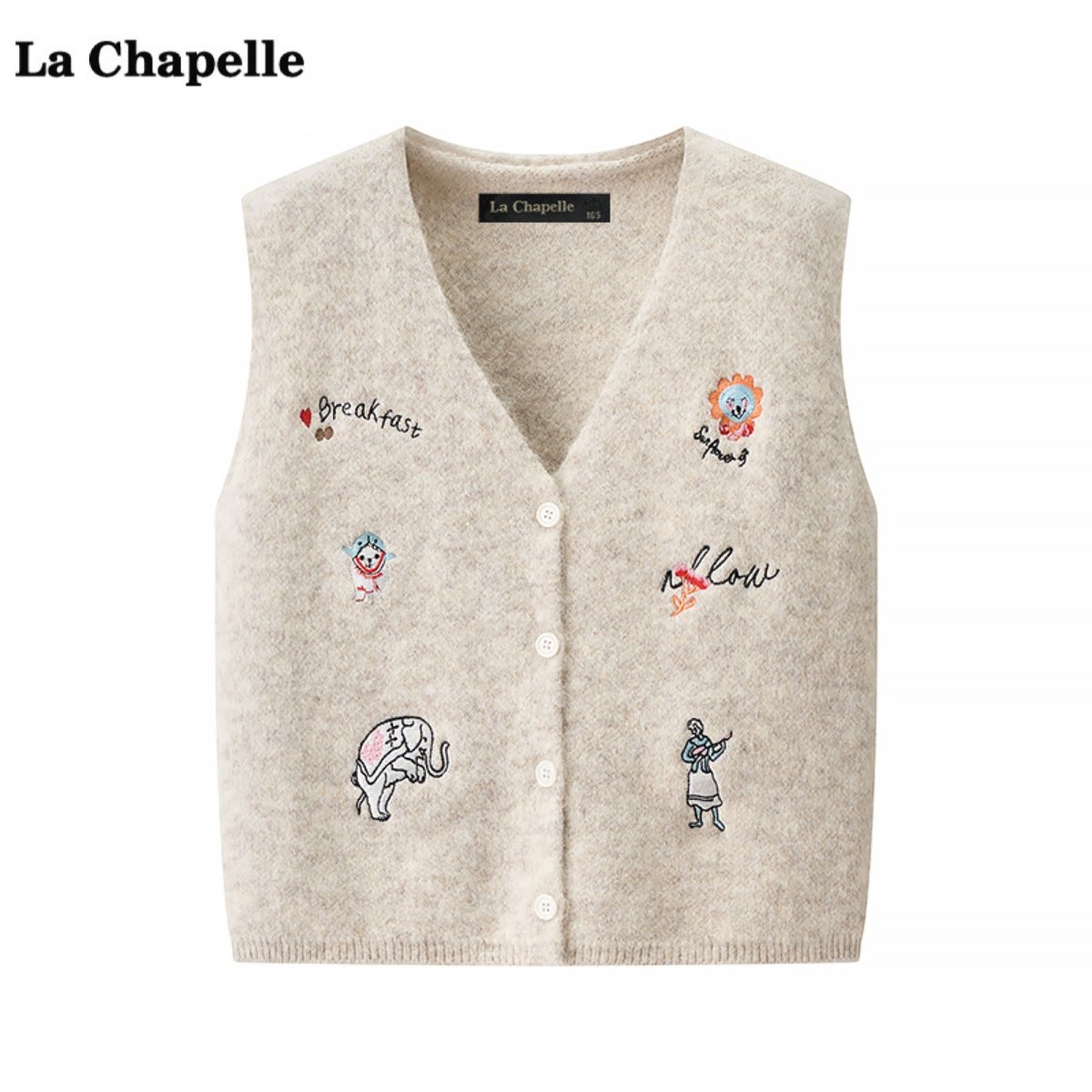 拉夏贝尔/La Chapelle卡通刺绣针织马甲女秋冬季新款坎肩背心上衣,女装/女士精品,毛针织衫,淘宝优惠券,粉丝福利购,淘宝优惠卷
