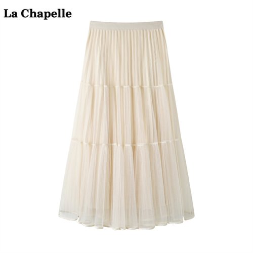 拉夏贝尔/La Chapelle温柔风网纱半身裙女秋冬百搭中长款A字裙子
