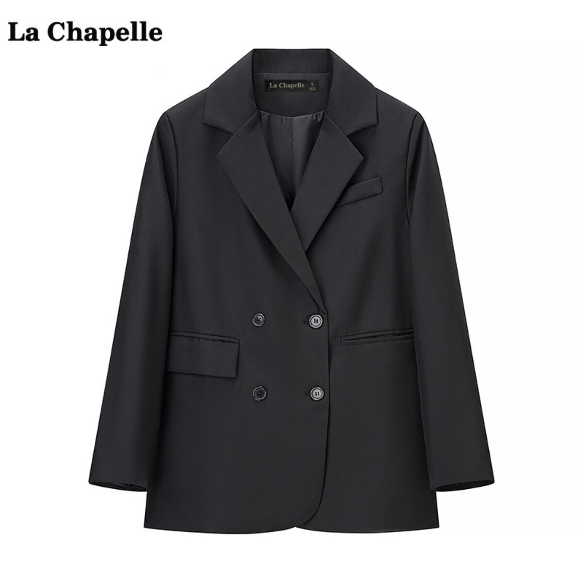 拉夏贝尔/La Chapelle黑色通勤西装外套女秋新款休闲职场西服上衣