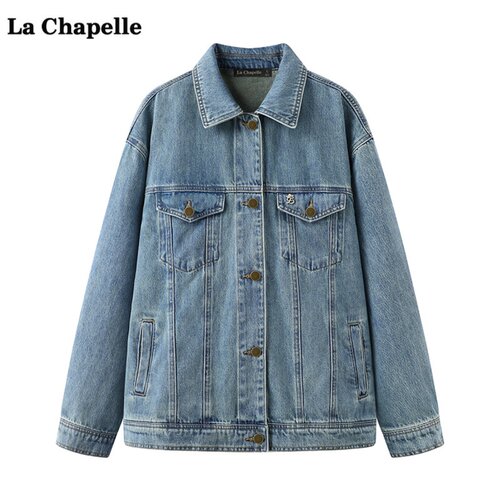 拉夏贝尔/La Chapelle韩版牛仔外套女春季新款宽松显瘦夹克上衣