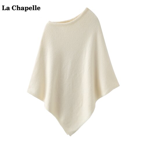 拉夏贝尔/La Chapelle设计感纯色针织针织披肩女洋气外搭套头斗篷