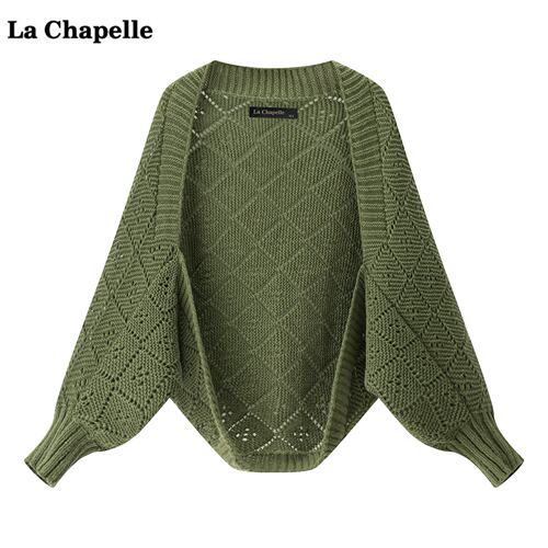 拉夏贝尔/La Chapelle民族风菱格针织披肩女秋冬旅游宽松外搭披风