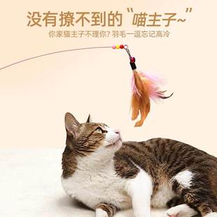 逗猫棒猫咪玩具自嗨解闷幼猫钢丝长杆羽毛小铃铛耐咬幼猫宠物玩具