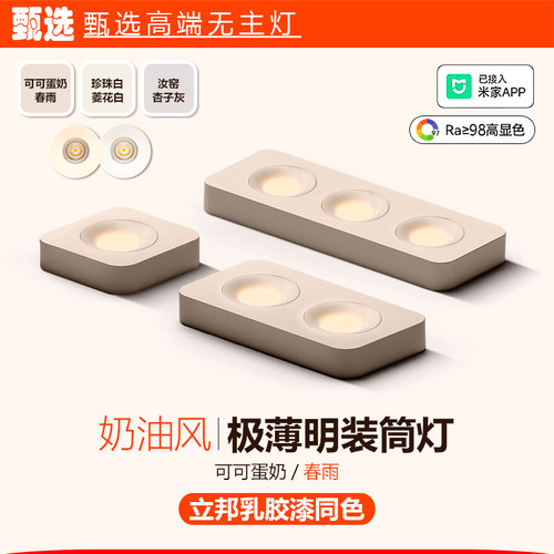 中古奶油风可可蛋奶色智能明装灯