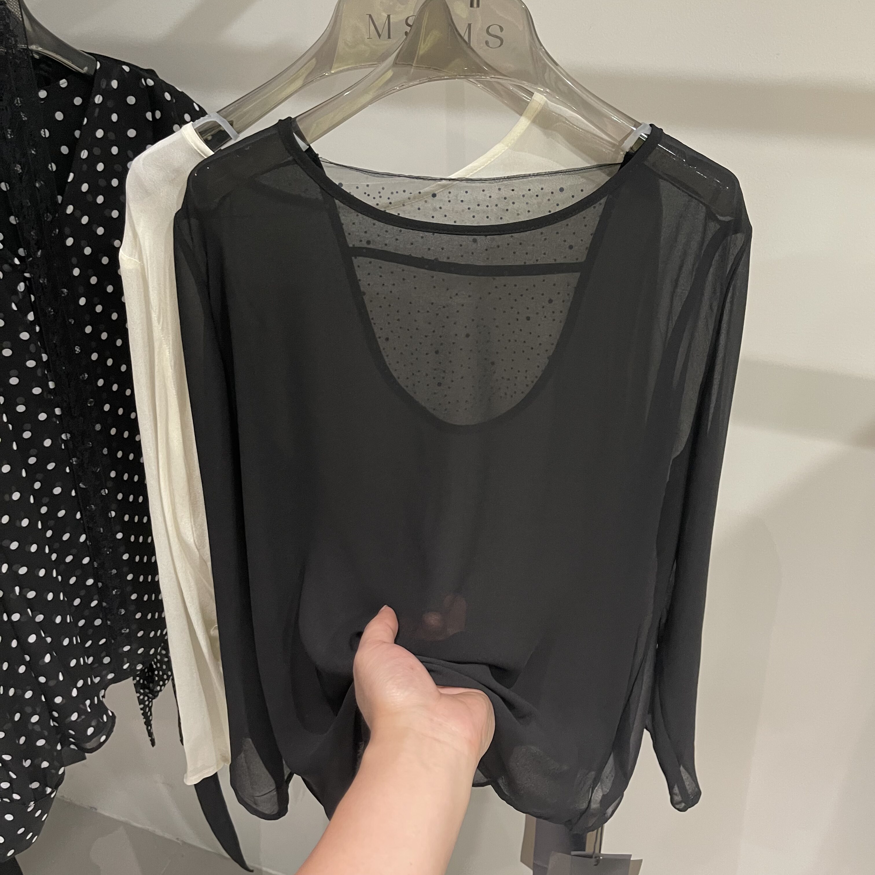 中长款烫钻蕾丝拼接长袖雪纺衫女2026夏季新款宽松百搭透视防晒衫