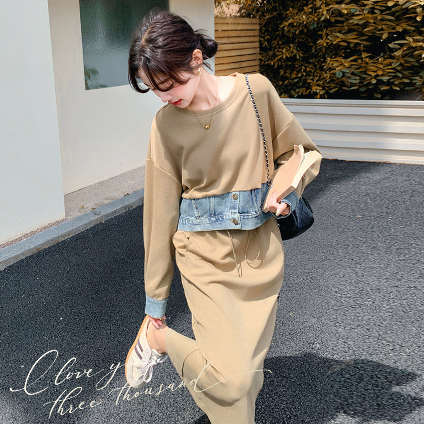 【档口】假两件牛仔拼接卫衣裙C155-2018-P125控188,女装连衣裙,2C155