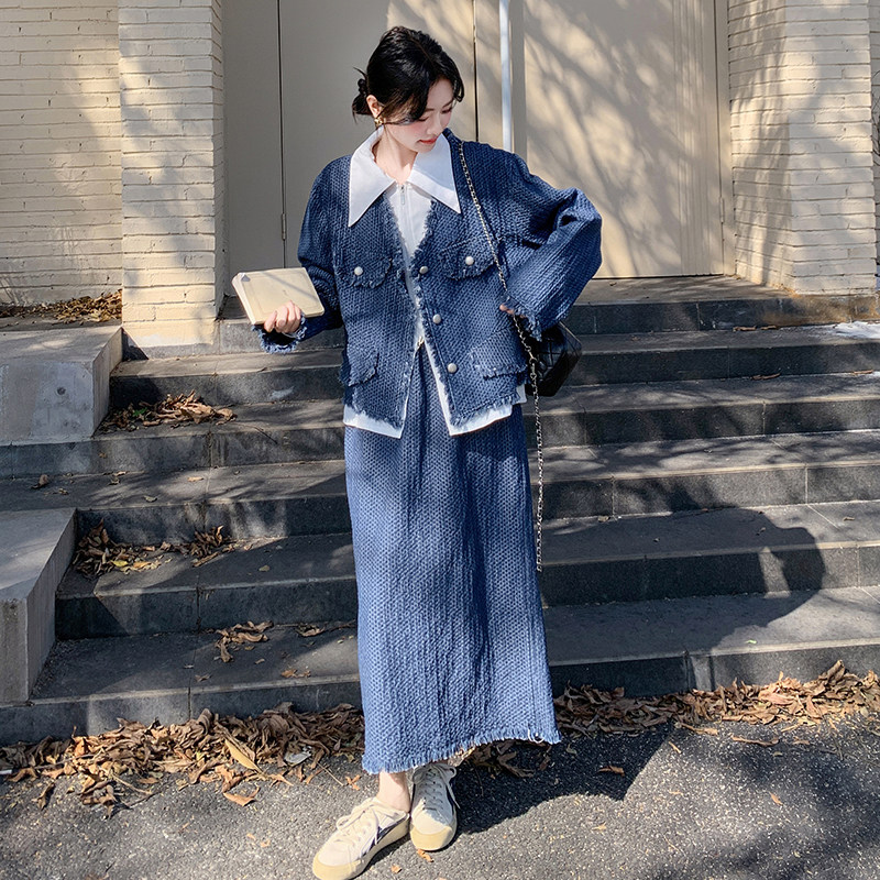 【档口】数据好牛仔套装+衬衫三件套C155-6011-P175控268,女装套装/套裙,2C155