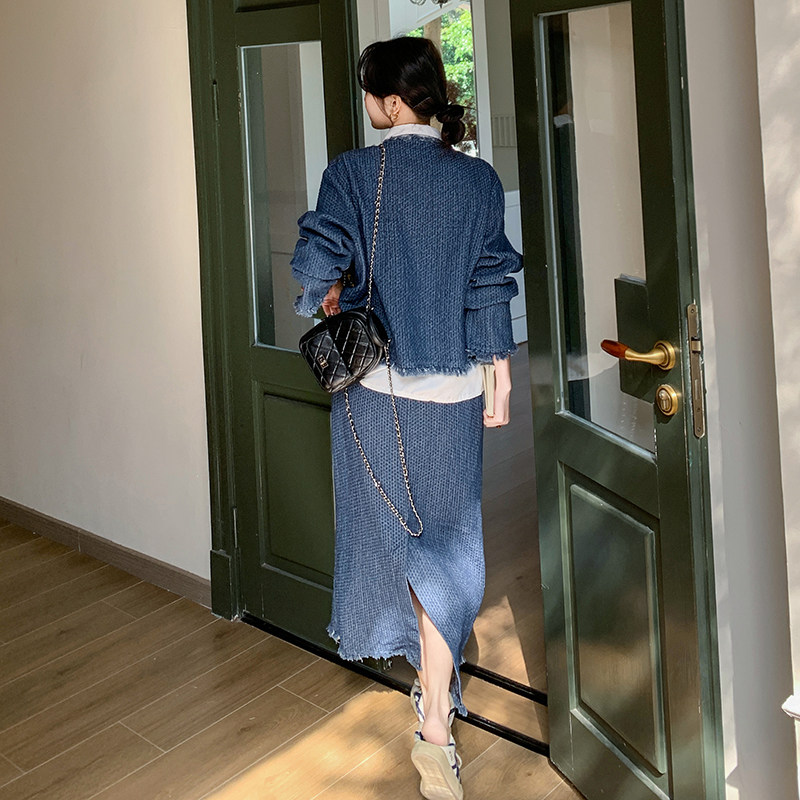 【档口】数据好牛仔套装+衬衫三件套C155-6011-P175控268,女装套装/套裙,2C155