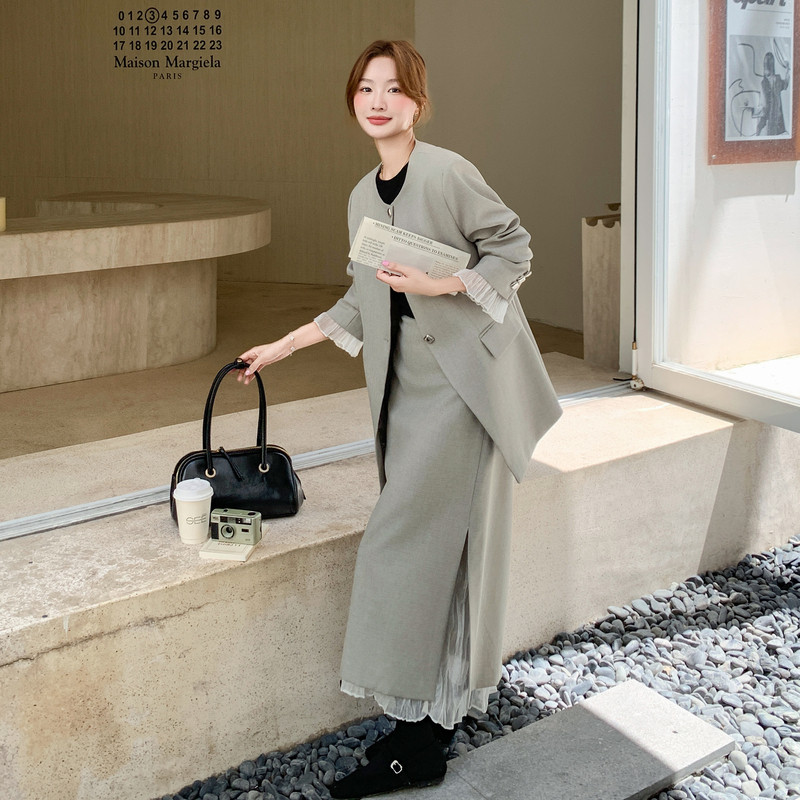 【档口】西装拼接蕾丝+半身裙两件套C155-890-P185控278,女装套装/套裙,2C155