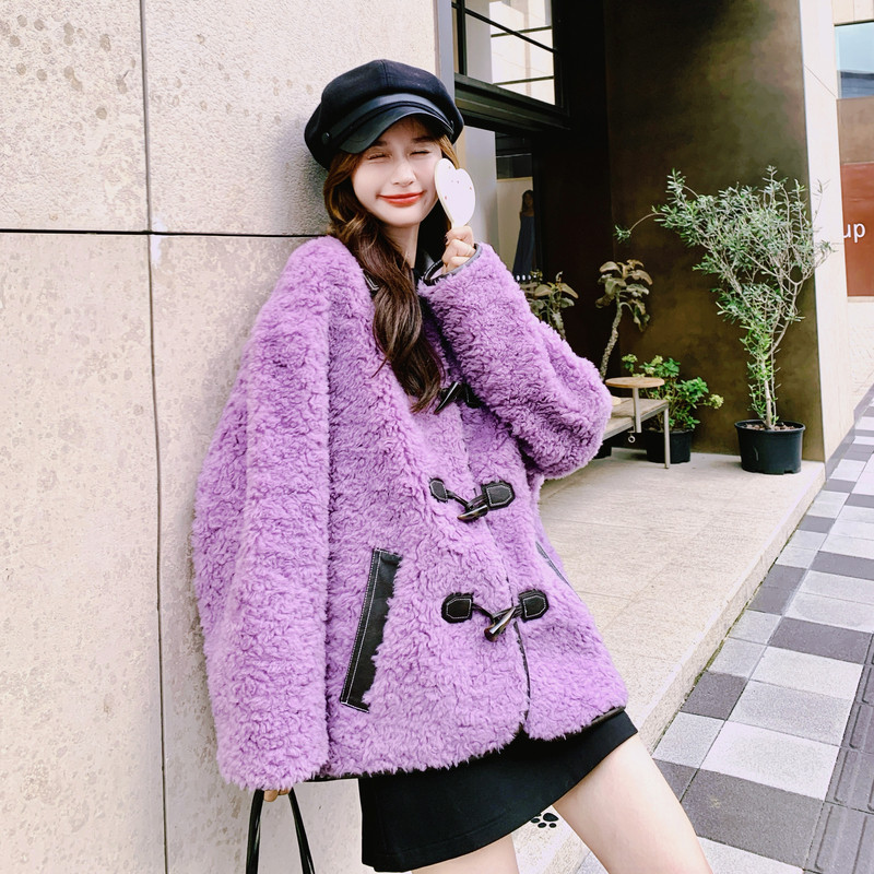 【新款】紫色皮毛一体外套C155-955-P195控298,女装套装/套裙,2C155