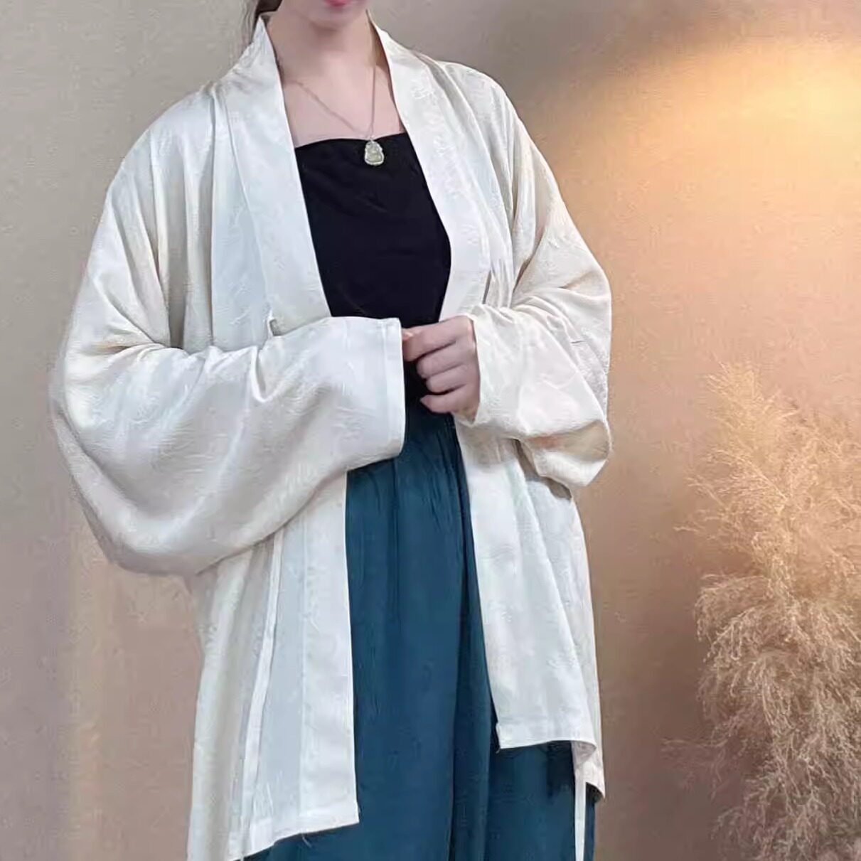 衣羊羊夏薄款棉绸墨竹外披防晒服披风明星同款大码透气街头风女