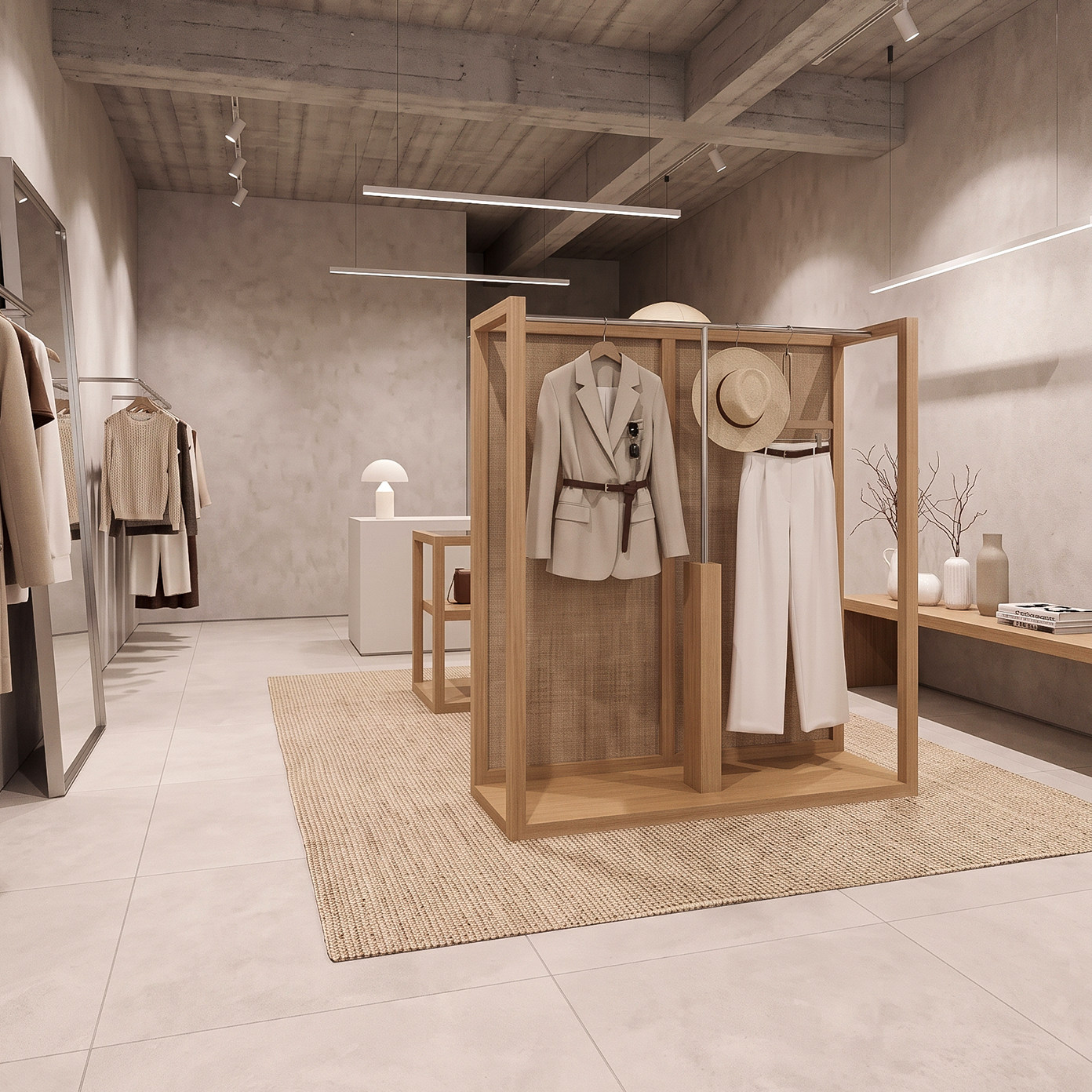 高级老钱风服装店陈列中岛展示架服装展示架