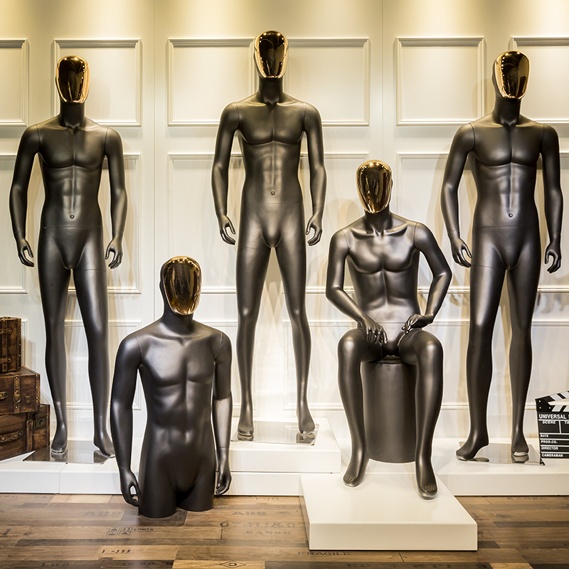 个性电镀服装店全身组合模特道具
