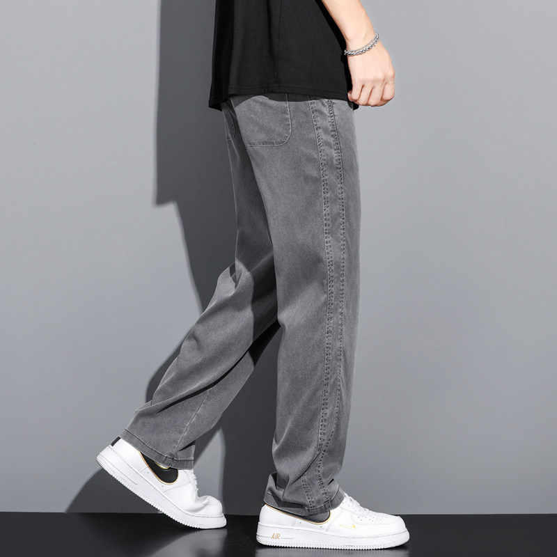 1048-p45已备货天丝高品质冰丝裤2023夏季垂感阔腿裤休闲裤,男装牛仔裤,星座224-3
