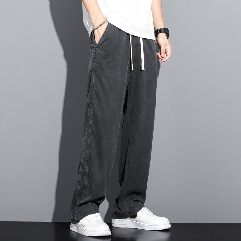 夏季休闲青少年宽松潮冰丝莱赛尔天丝运动拖地裤子1048支持活动,男装牛仔裤,星座224-3