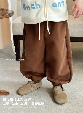 大小卷儿童卫裤幼儿园束口运动裤男女童春秋洋气拼接休闲裤83157