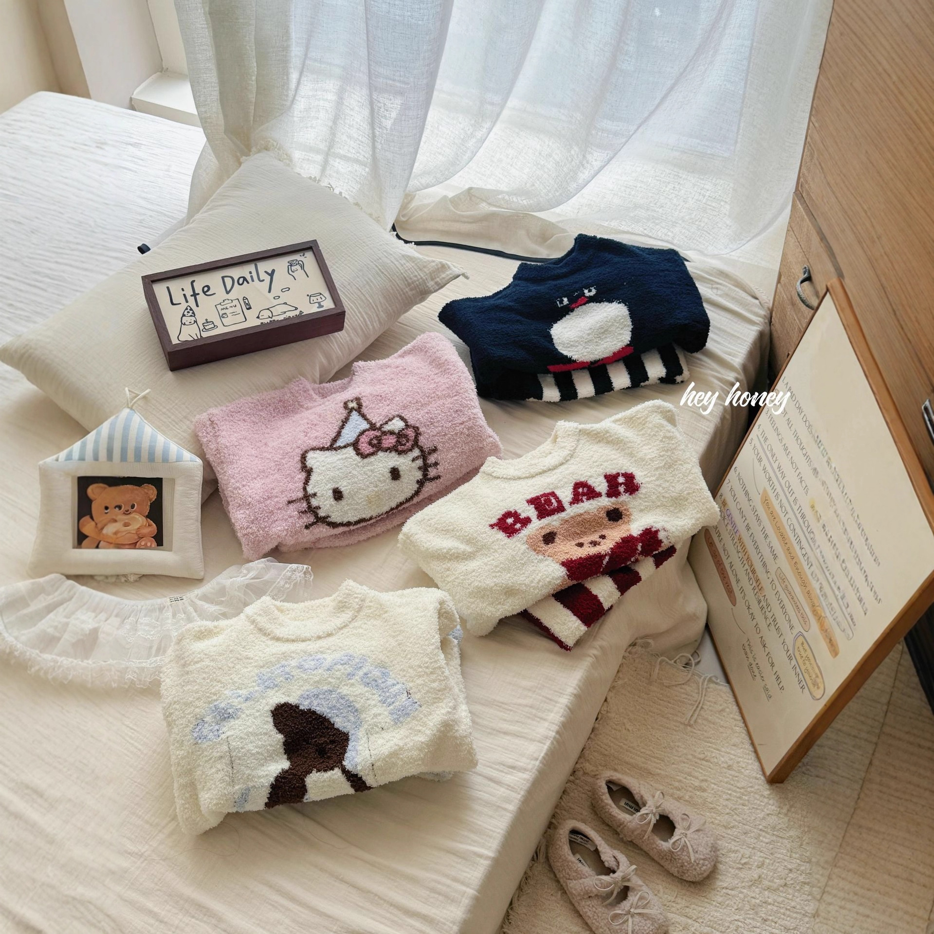 大小卷秋冬季新款半边绒家居服