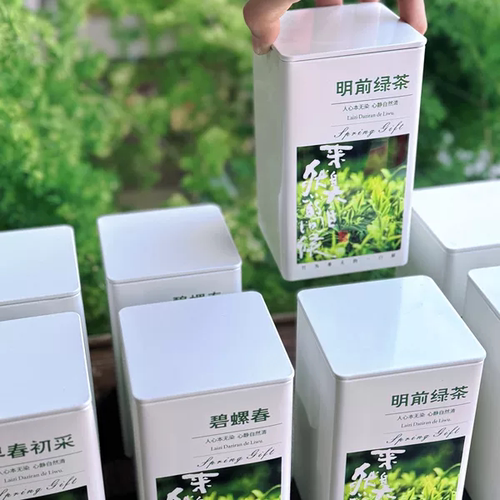 你好春天茶叶罐空盒马口铁盒100克茶罐茉莉花茶茶叶罐uv茶罐定制