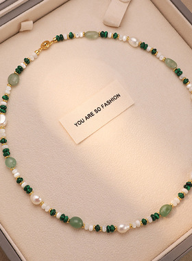 多巴胺天然淡水珍珠项链颈链彩色串珠锁骨链女新款轻奢高级感颈链