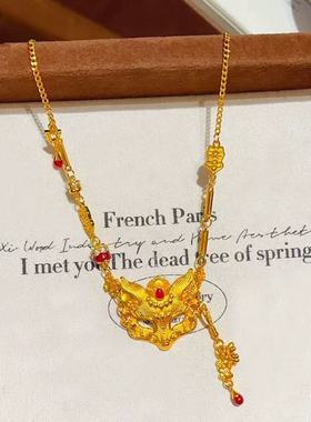 沙金饰品澜焰狐狸面具女项链女轻奢高级感仿真金首饰品批发