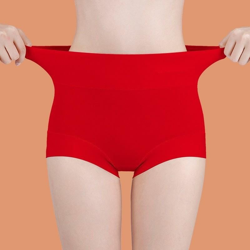 高腰60支大红红色长绒棉女士内裤