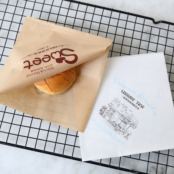食品防油纸袋三角袋三明治甜甜圈面包牛皮纸食品即吃随手包100个