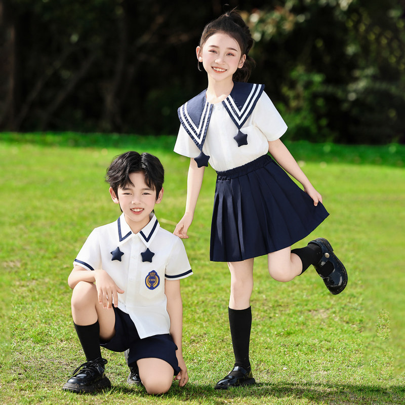 小学生夏季短袖JK制服校服定制图片