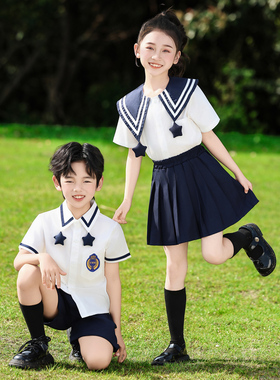 校服定制一模一样小学夏季短袖儿童学院风jk制服套装女童小学生夏