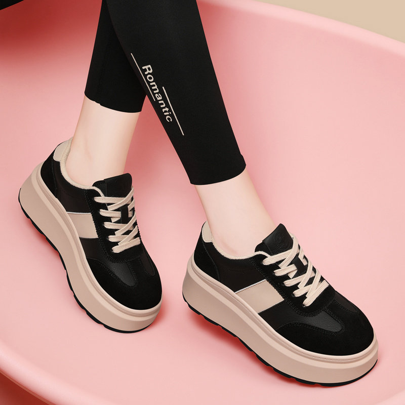 厚底松糕鞋女2025新款秋冬显高增高鞋子小个子休闲鞋板鞋