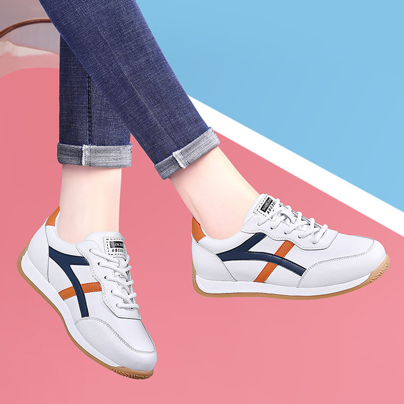 超轻便真皮软底休闲运动跑步鞋2025年秋冬季新款女鞋子华夫阿甘鞋