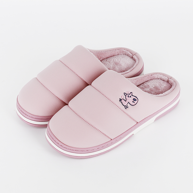 防水羽绒布包跟保暖厚底棉拖鞋