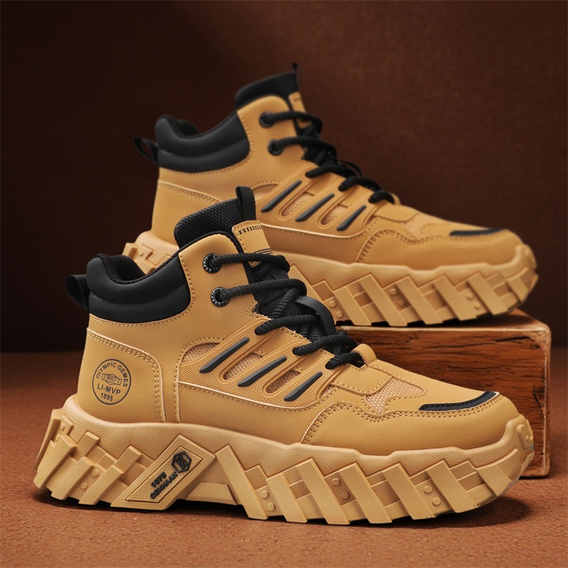 秋冬季内增高鞋男10cm8厘米英伦风工装户外短靴学生男靴马丁靴男