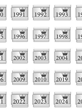 皇冠年份图案意大利模块手链 钛钢激光雕刻手镯Italian Bracelet