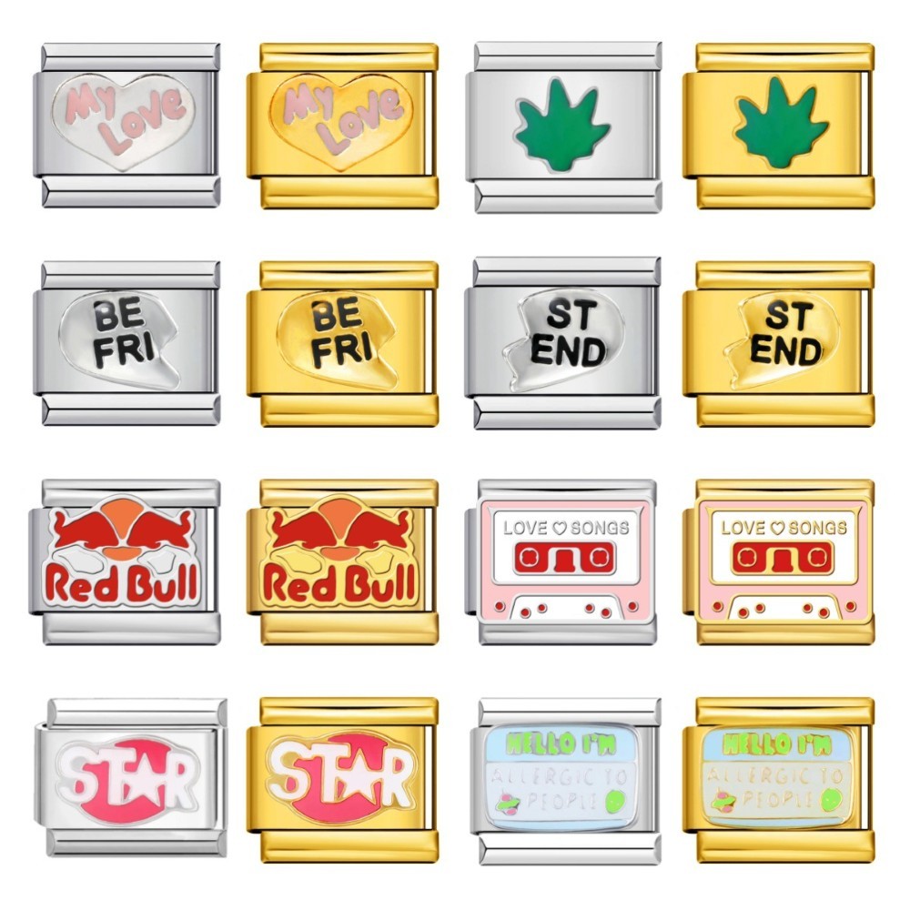 新款不锈钢焊接金银同款图案手镯