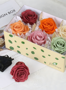 Florever中号玫瑰进口永生花保鲜花手工diy情人节礼盒玻璃罩配花
