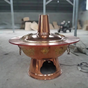 大铜火锅锅1米木炭铜火锅大铜锅纯紫铜特厚1.6米特大铜火锅炉老式