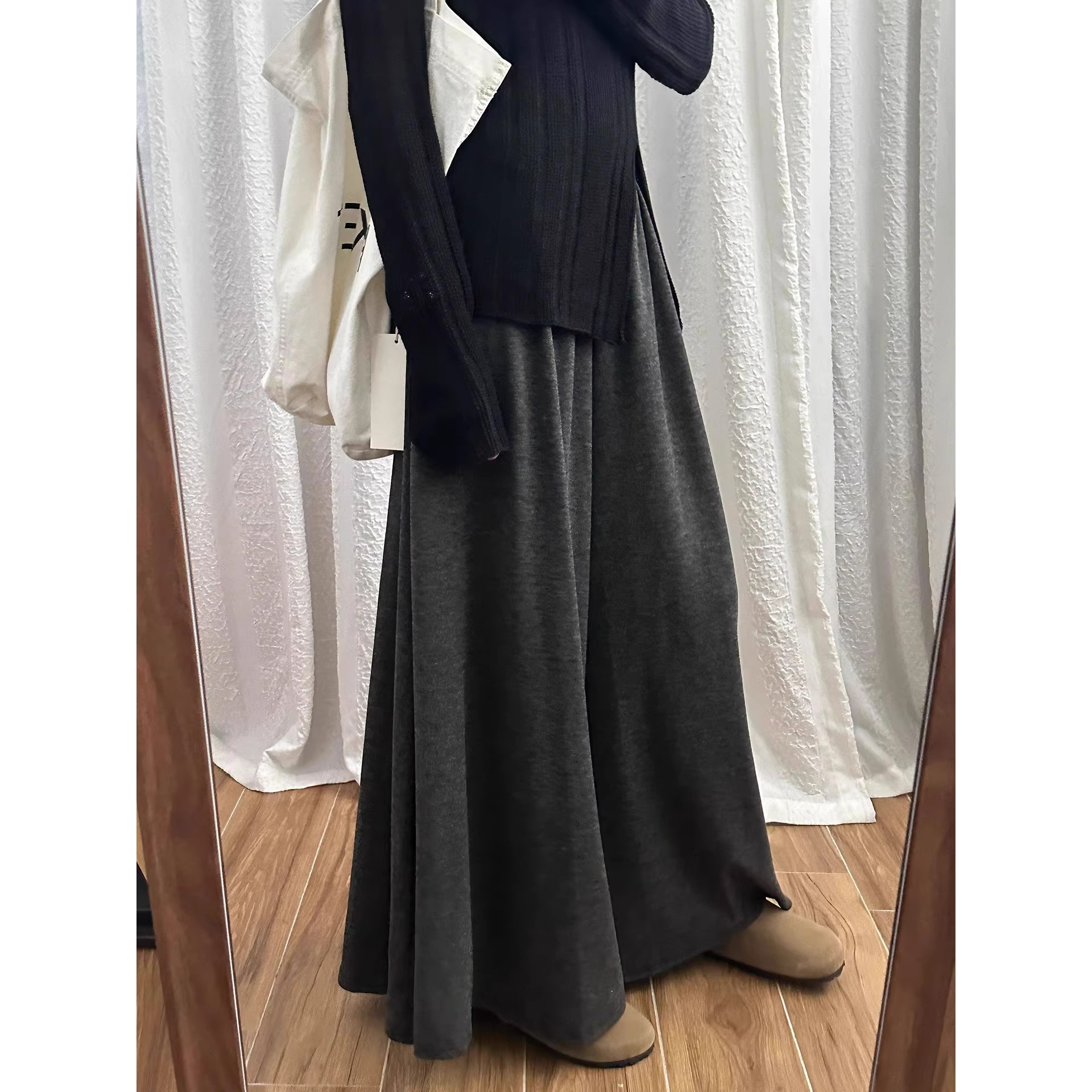 德国进口慵懒糯米裙裤女秋季2025新款高腰垂感休闲半身裙小个子宽