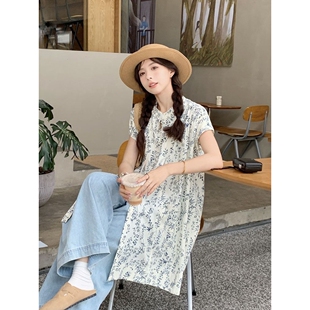 设计感小众宽松中长款 胖东来优选甜美碎花短袖 夏季 衬衫 休闲百 女款