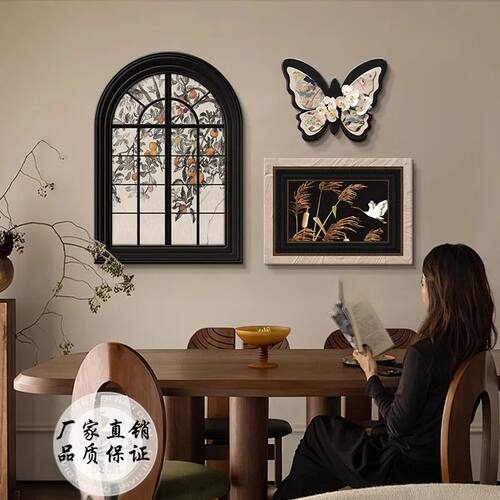 法式古风玄关装饰画百鸟走廊过道挂画复古客厅餐厅背景墙绿植壁画
