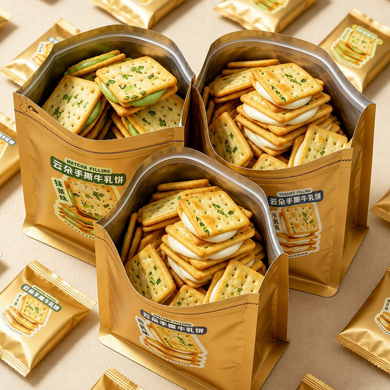 山姆帝袋装云朵牛扎夹心饼干台湾葱香手撕拉丝休闲手工下午茶零食