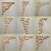 饰品背景墙贴花片 修三角花对角家居雕花装 东阳木雕实木欧式 吊顶装