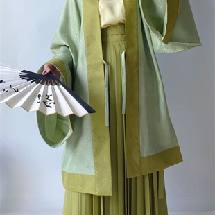 【砚池荷声】若竹苔绿·梅兰竹蒂柿暗纹·秋装汉服新品貉袖中长款