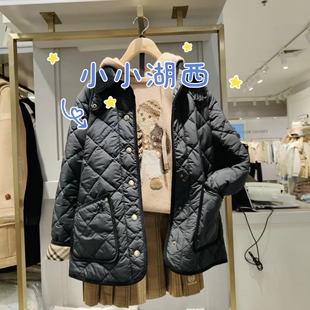 【露思同款】24年冬款女士翻领菱格中长款薄棉服外套 TTJP244T01W