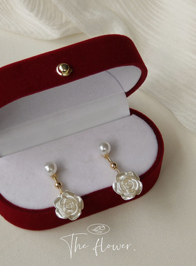BO丨[山茶花]925银针手作设计感珍珠花耳钉日韩甜美耳饰耳环MLH03