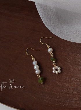 BO丨淡水珍珠925银针镀14K手作设计感耳环女复古宫廷小众耳饰B874