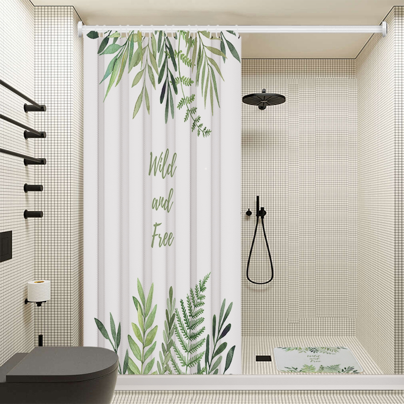 磁性浴帘套装浴室干湿分离隔断帘卫生间洗澡防水布免打孔直杆挂帘