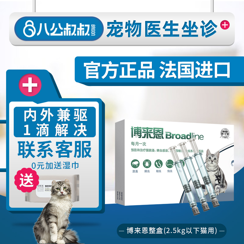 博来恩驱虫药猫滴3支2.5kg以下猫体外驱虫去跳蚤除虱子猫咪驱虫药