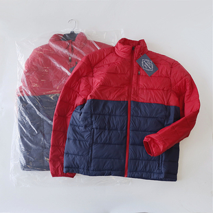 出口美国订单棉服外贸原单棉衣男装秋冬季保暖立领轻便拉链红色大