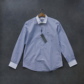 商务正装 蓝白条纹纯白领袖 衬衫 衬衣棉质高端工作装 口男长袖 短袖